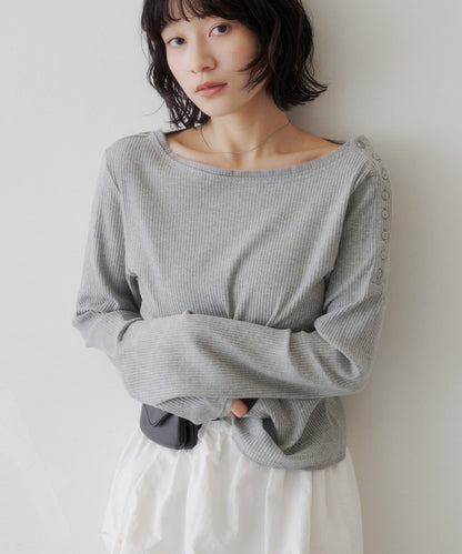 [Lace / 純色] Kastane 露肩紐扣Top - Image 12