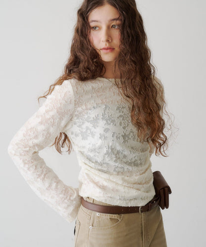 [Lace / 純色] Kastane 露肩紐扣Top - Image 1