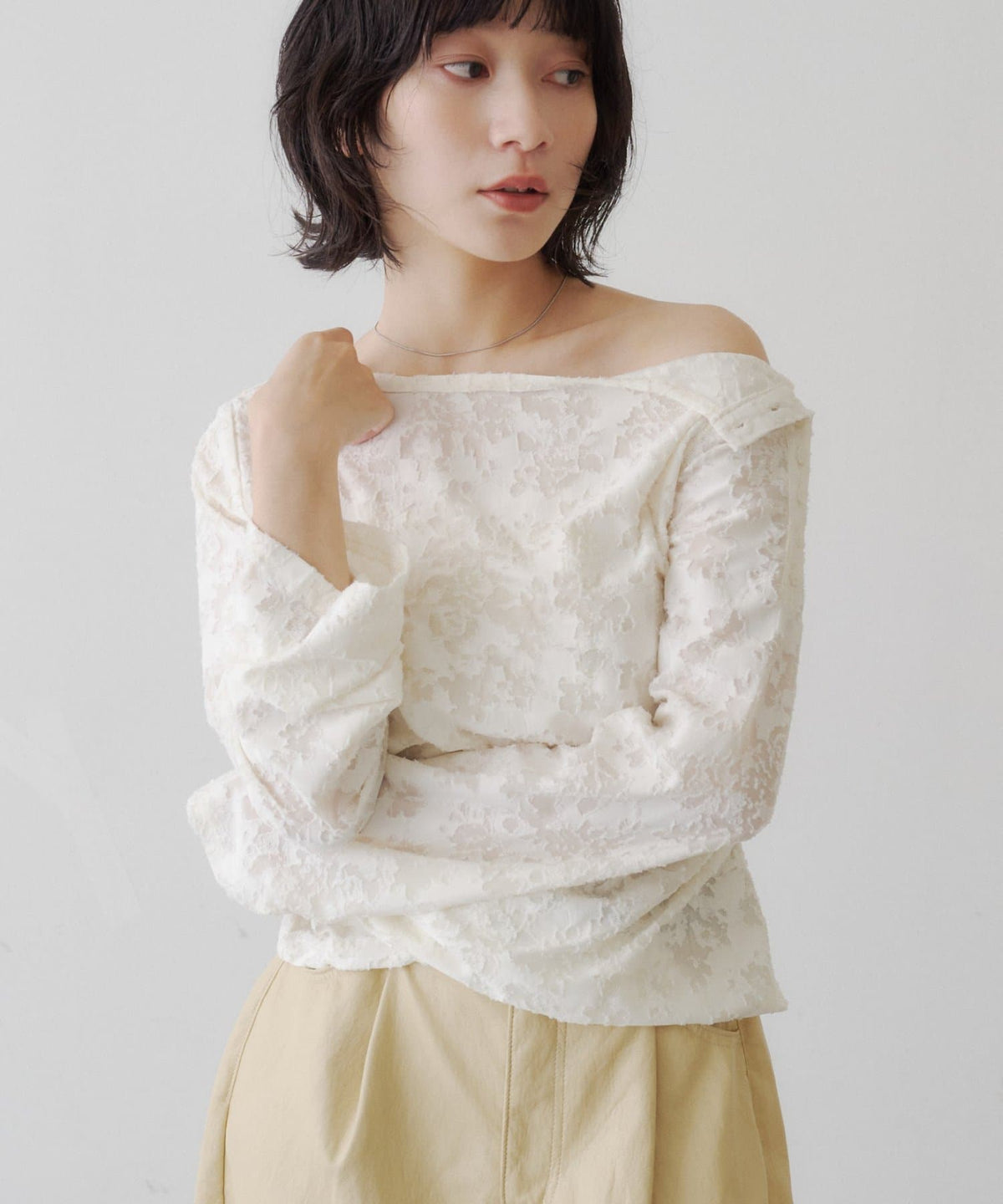 [Lace / 純色] Kastane 露肩紐扣Top - Image 27