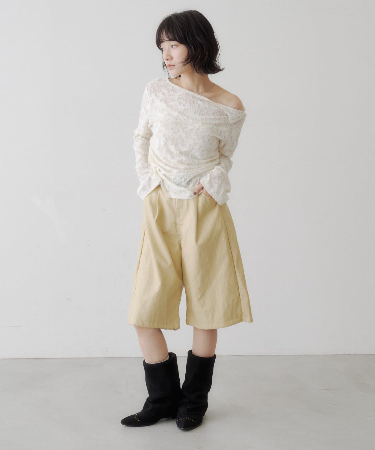 [Lace / 純色] Kastane 露肩紐扣Top - Image 30