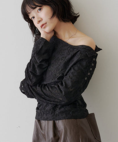 [Lace / 純色] Kastane 露肩紐扣Top - Image 32