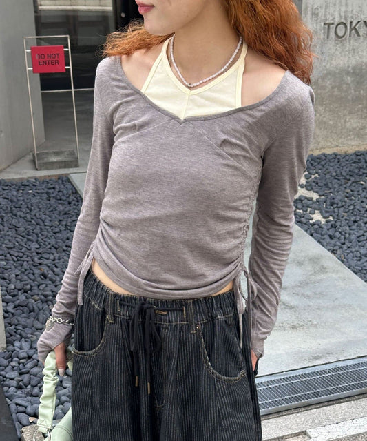 CIAOPANIC 假2件 Halter Design Top - Image 2