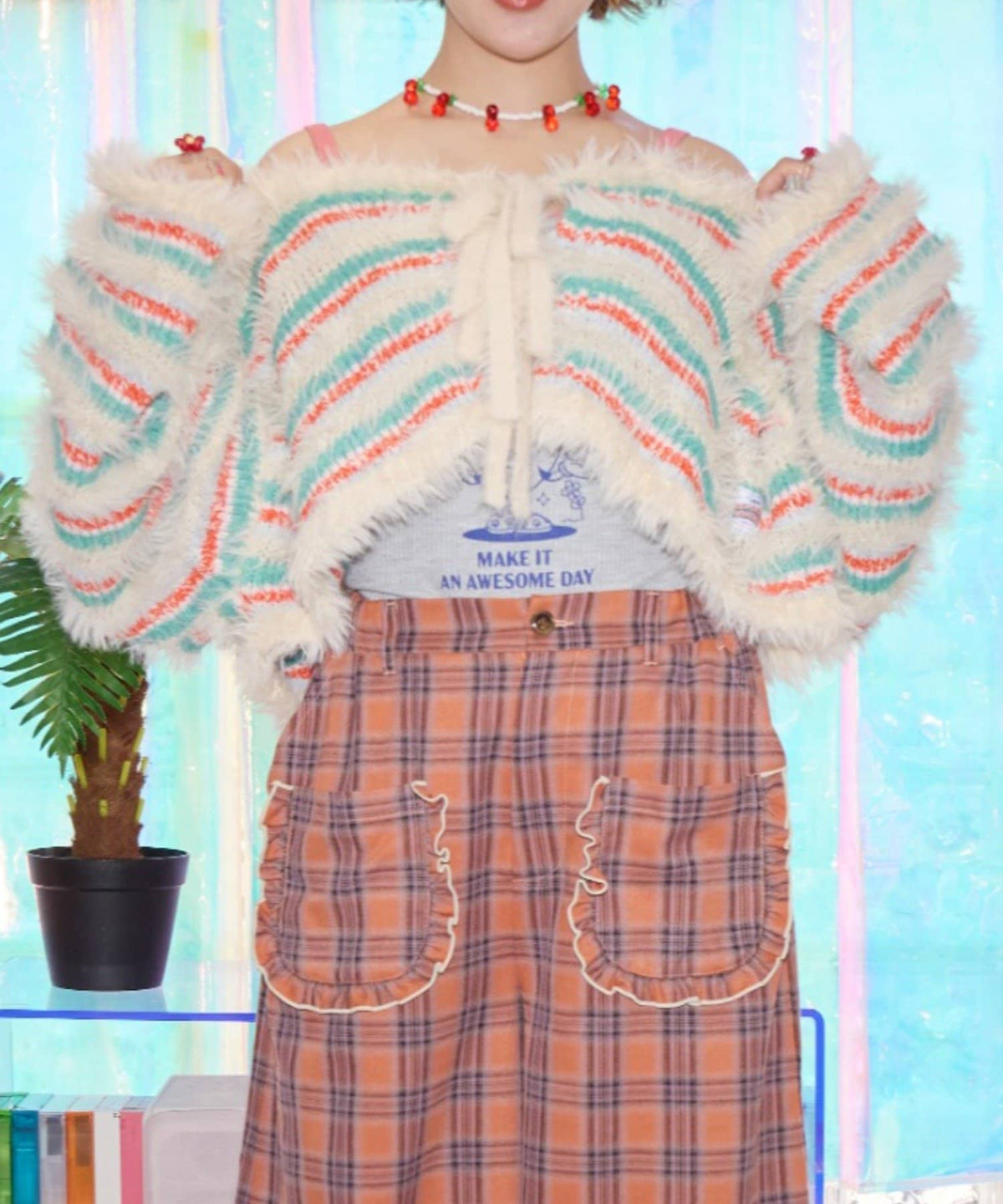 HELLO.SANFRANCISCO 2-Way Striped Cardigan with Ribbon - Image 4