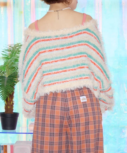 HELLO.SANFRANCISCO 2-Way Striped Cardigan with Ribbon - Image 7