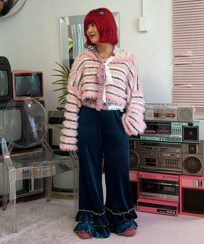HELLO.SANFRANCISCO 2-Way Striped Cardigan with Ribbon - Image 24