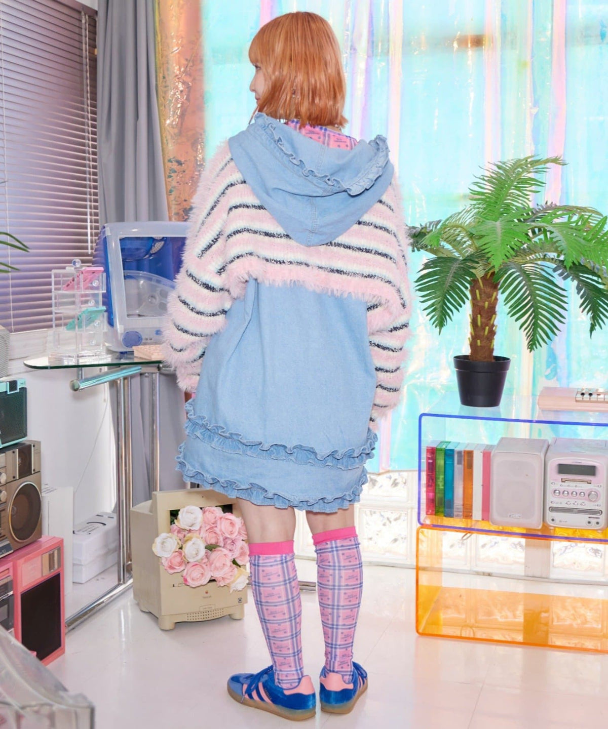 HELLO.SANFRANCISCO 2-Way Striped Cardigan with Ribbon - Image 17