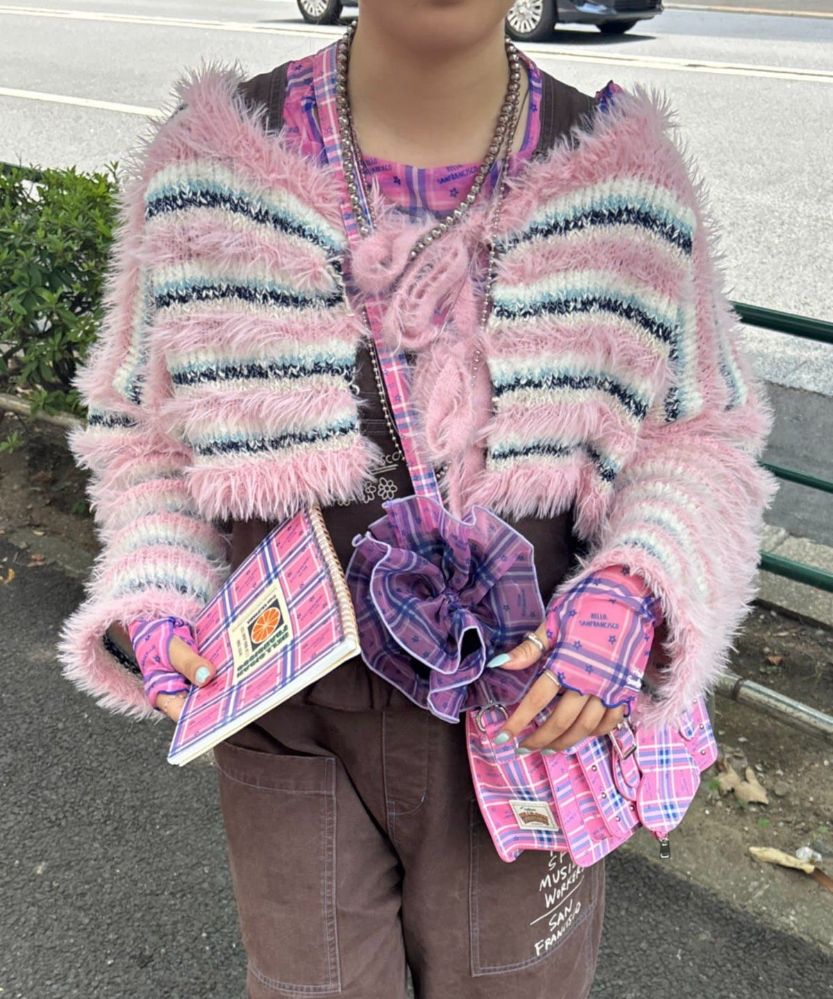 HELLO.SANFRANCISCO 2-Way Striped Cardigan with Ribbon - Image 19