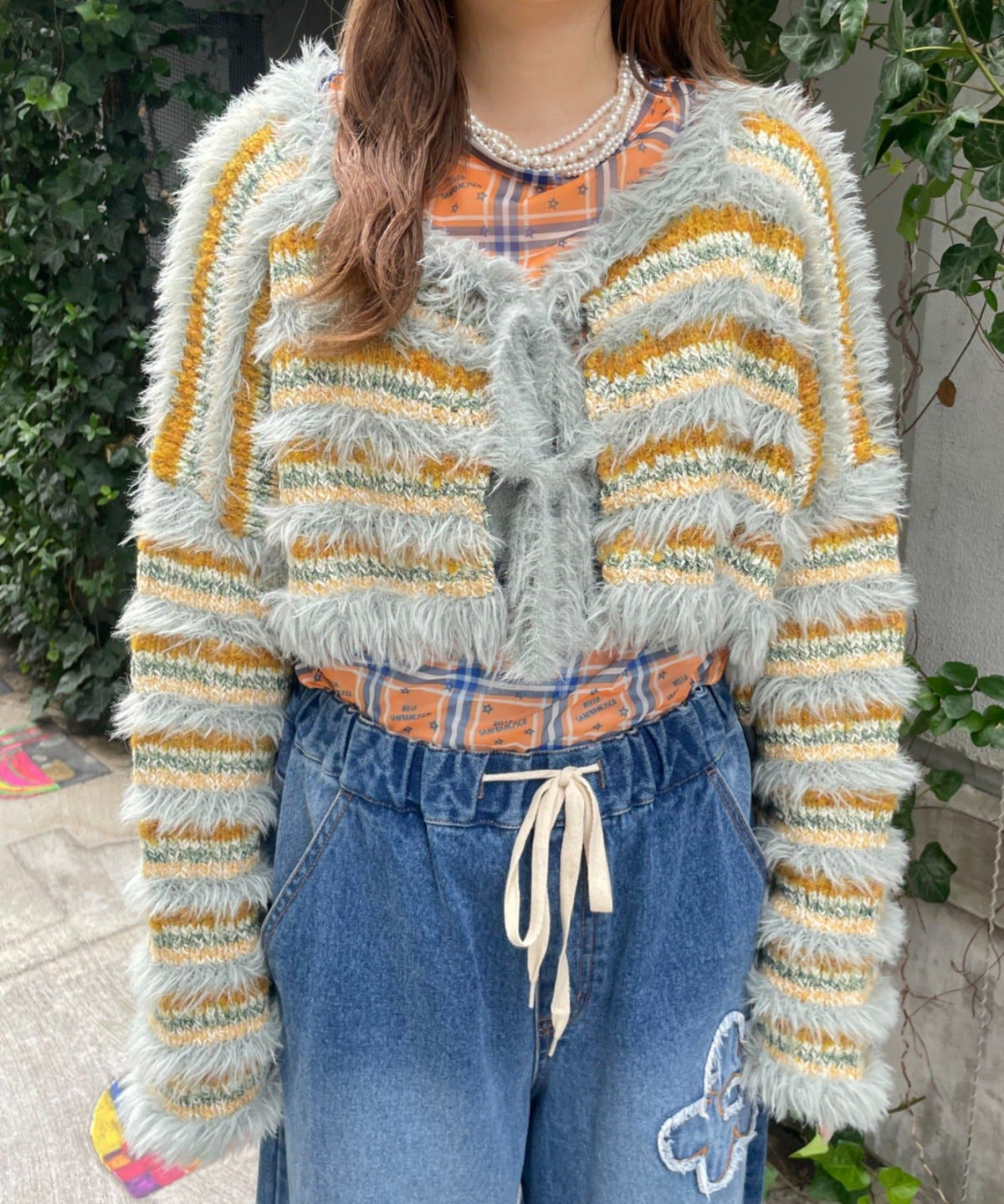 HELLO.SANFRANCISCO 2-Way Striped Cardigan with Ribbon - Image 33