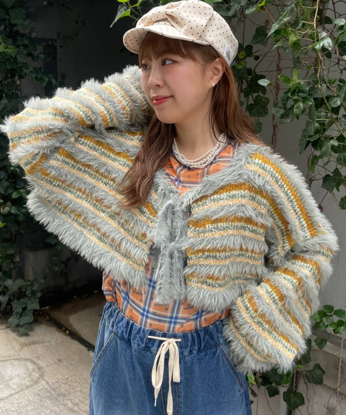 HELLO.SANFRANCISCO 2-Way Striped Cardigan with Ribbon - Image 25