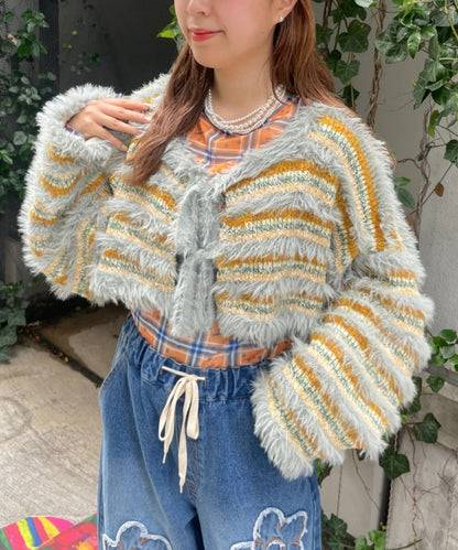 HELLO.SANFRANCISCO 2-Way Striped Cardigan with Ribbon - Image 26