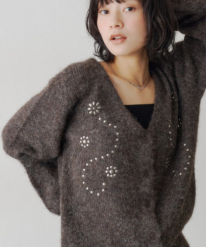Kastane Flower studded knit cardigan - Image 1