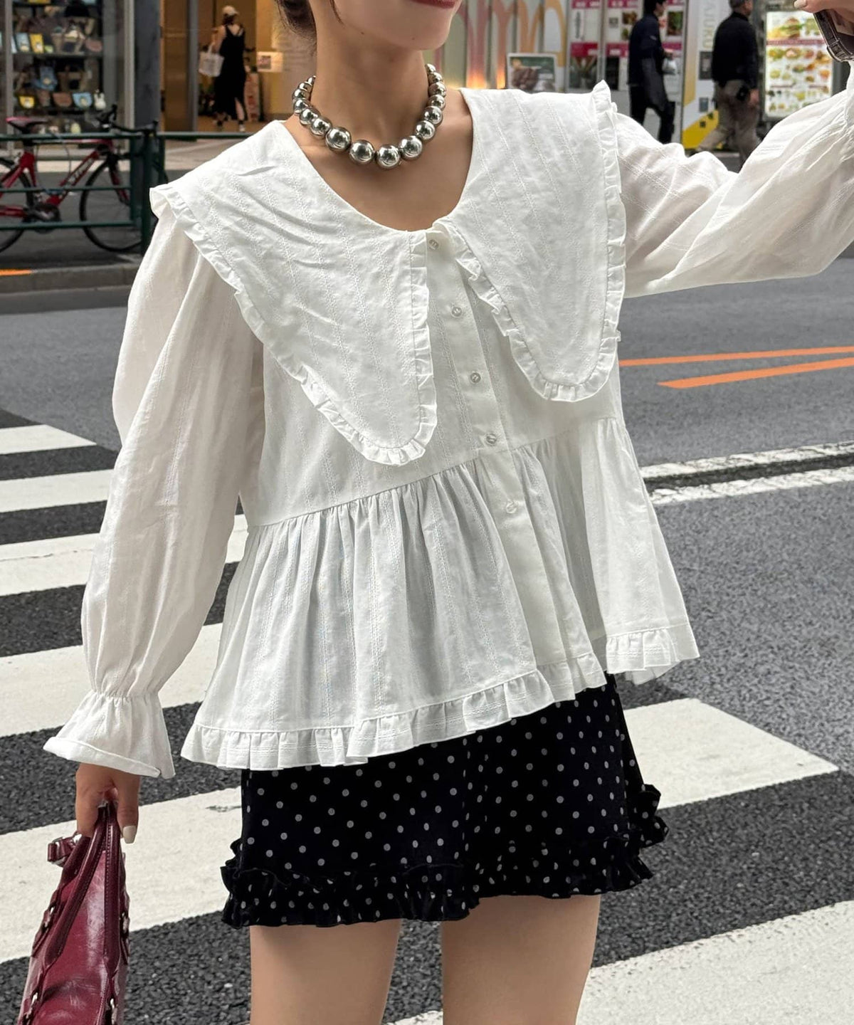CIAOPANIC Big collar V-neck blouse - Image 7