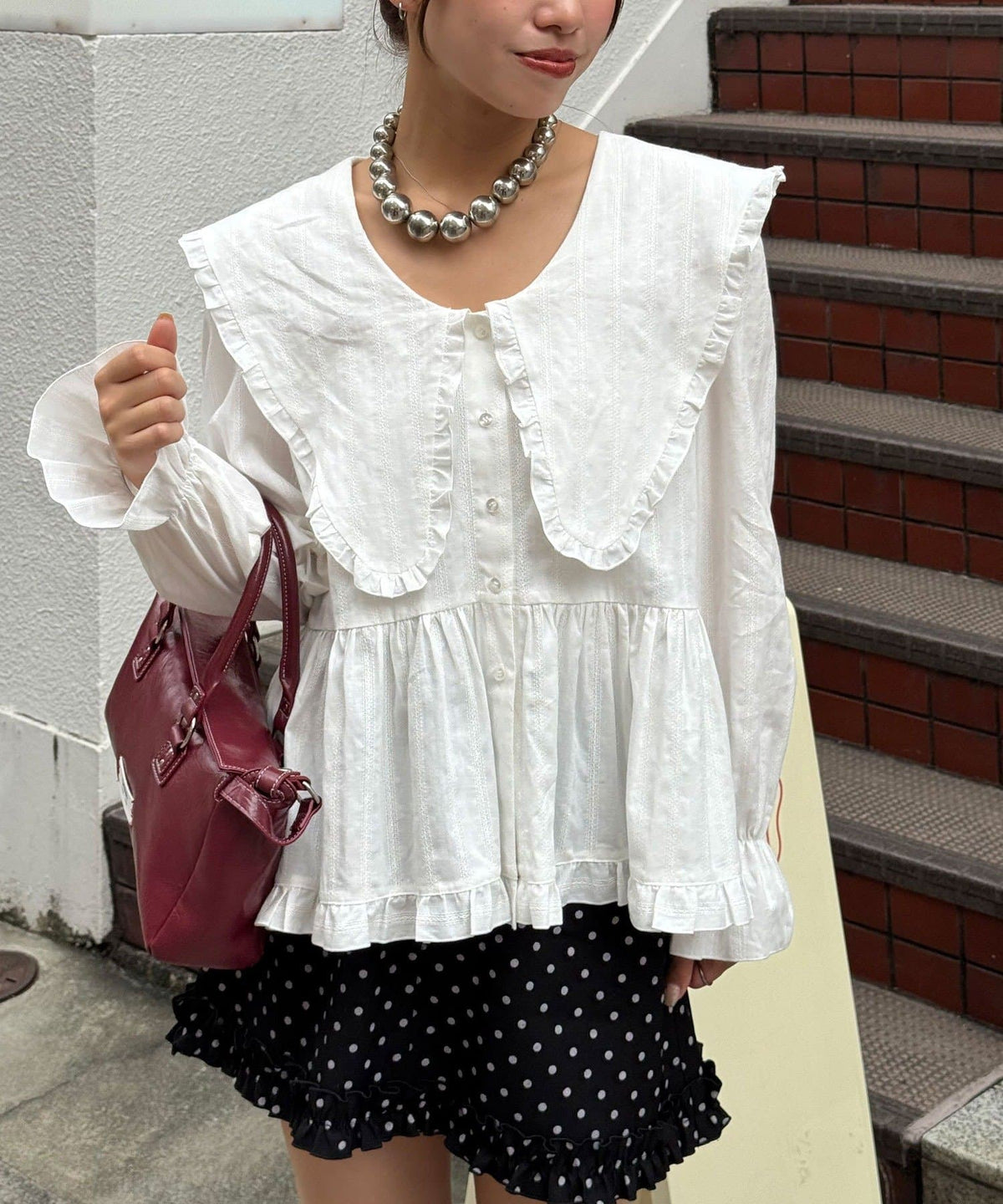CIAOPANIC Big collar V-neck blouse - Image 8