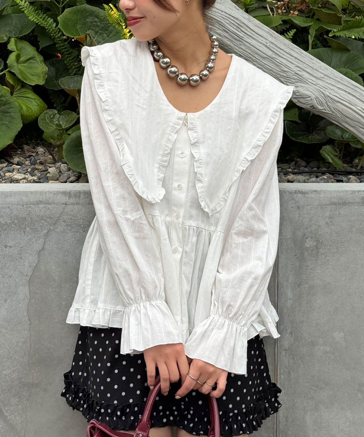 CIAOPANIC Big collar V-neck blouse - Image 10