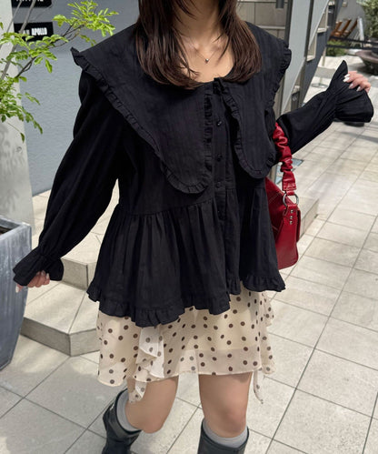[2 Size] CIAOPANIC 大翻領 V-Neck Blouse - Image 3