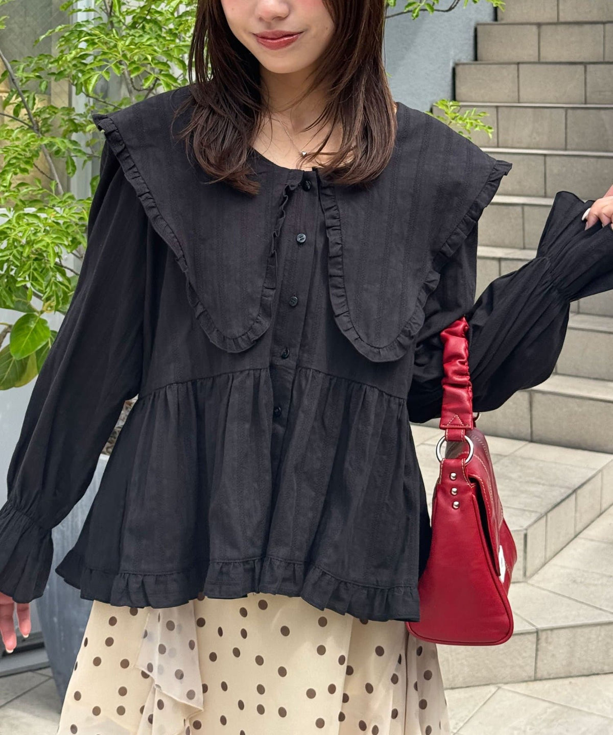 CIAOPANIC Big collar V-neck blouse - Image 46