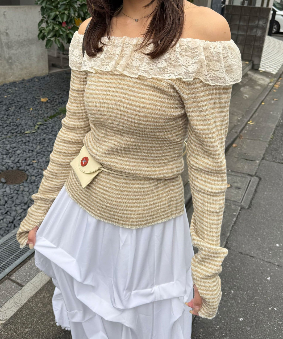 CIAOPANIC 條紋Lace領針織Top - Image 6