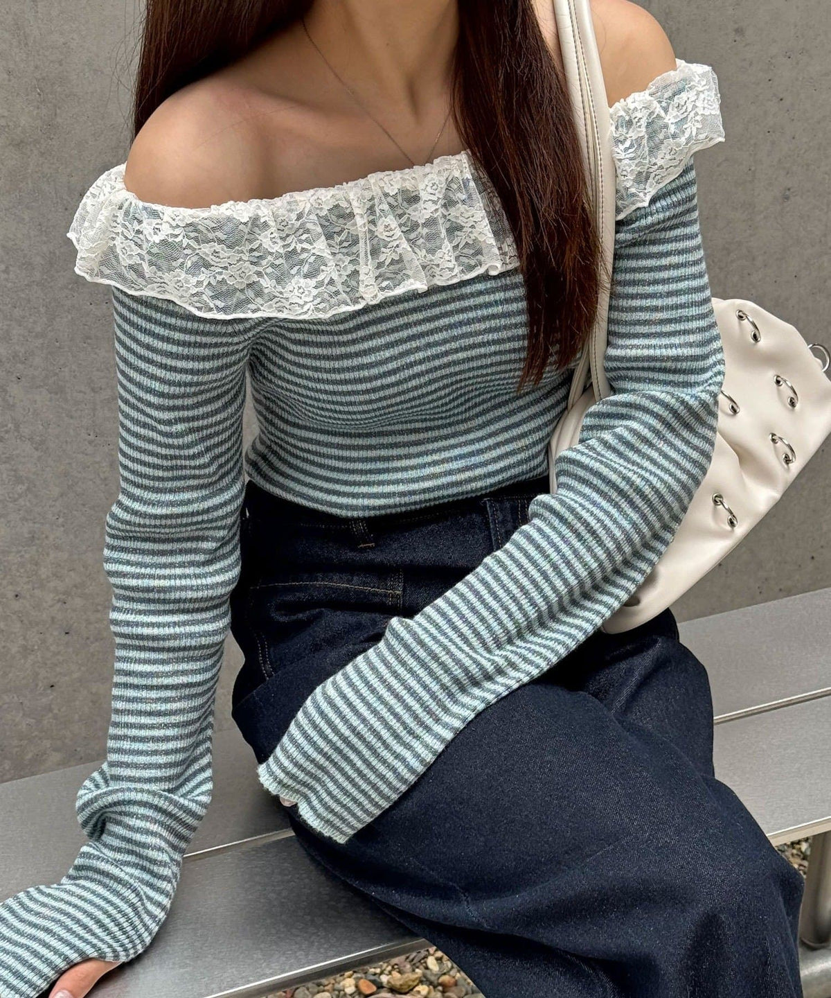 CIAOPANIC 條紋Lace領針織Top - Image 14