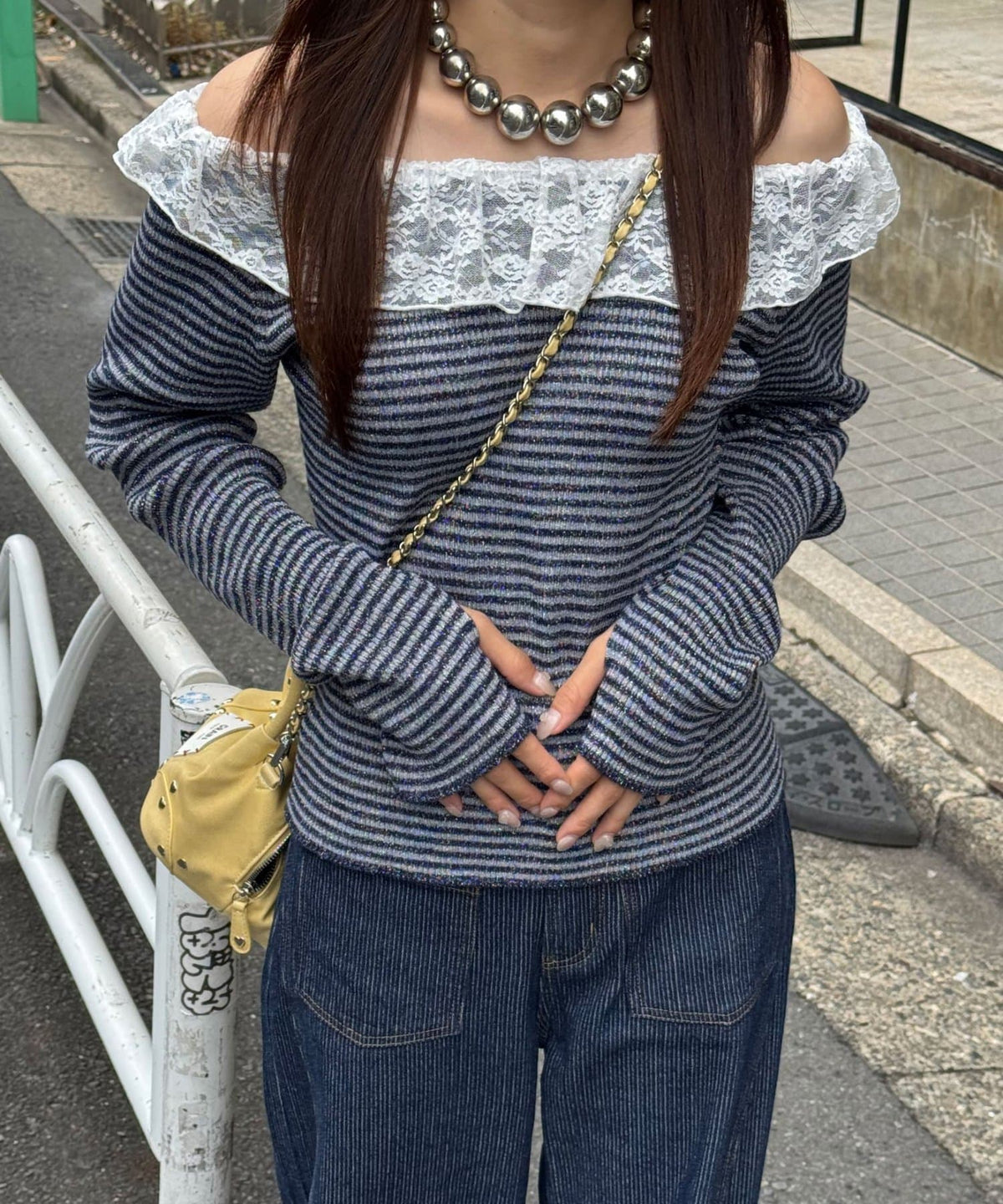 CIAOPANIC 條紋Lace領針織Top - Image 27