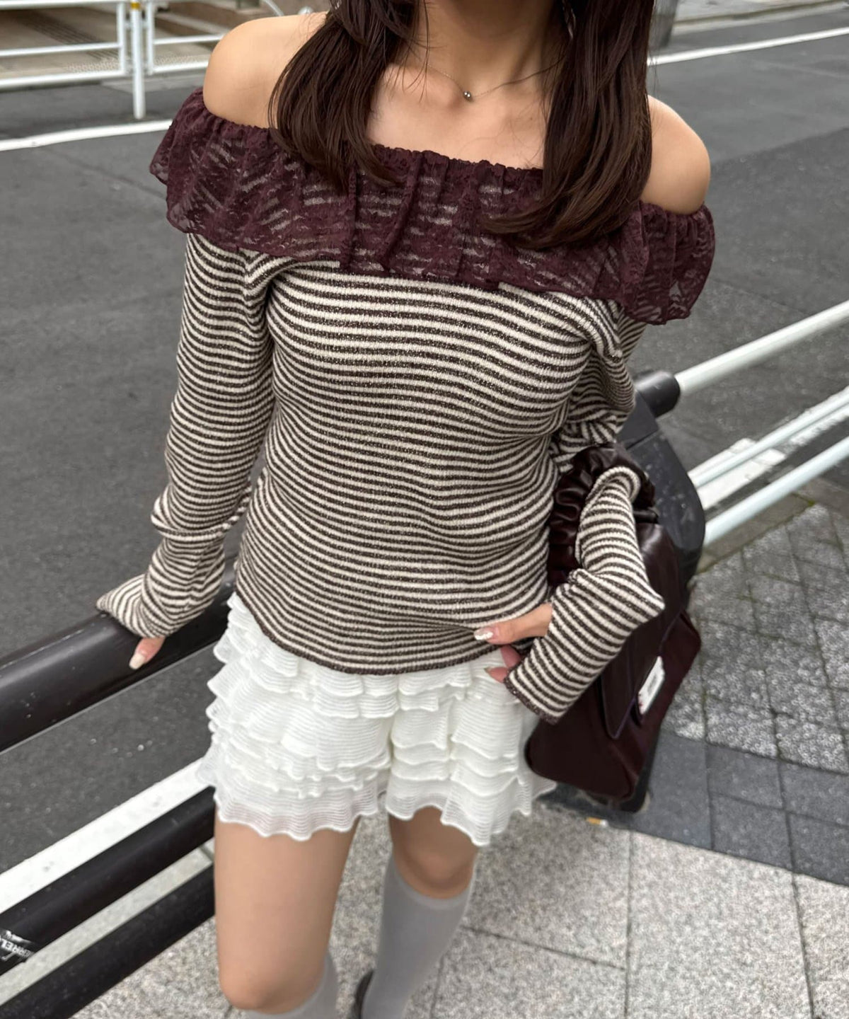 CIAOPANIC 條紋Lace領針織Top - Image 37