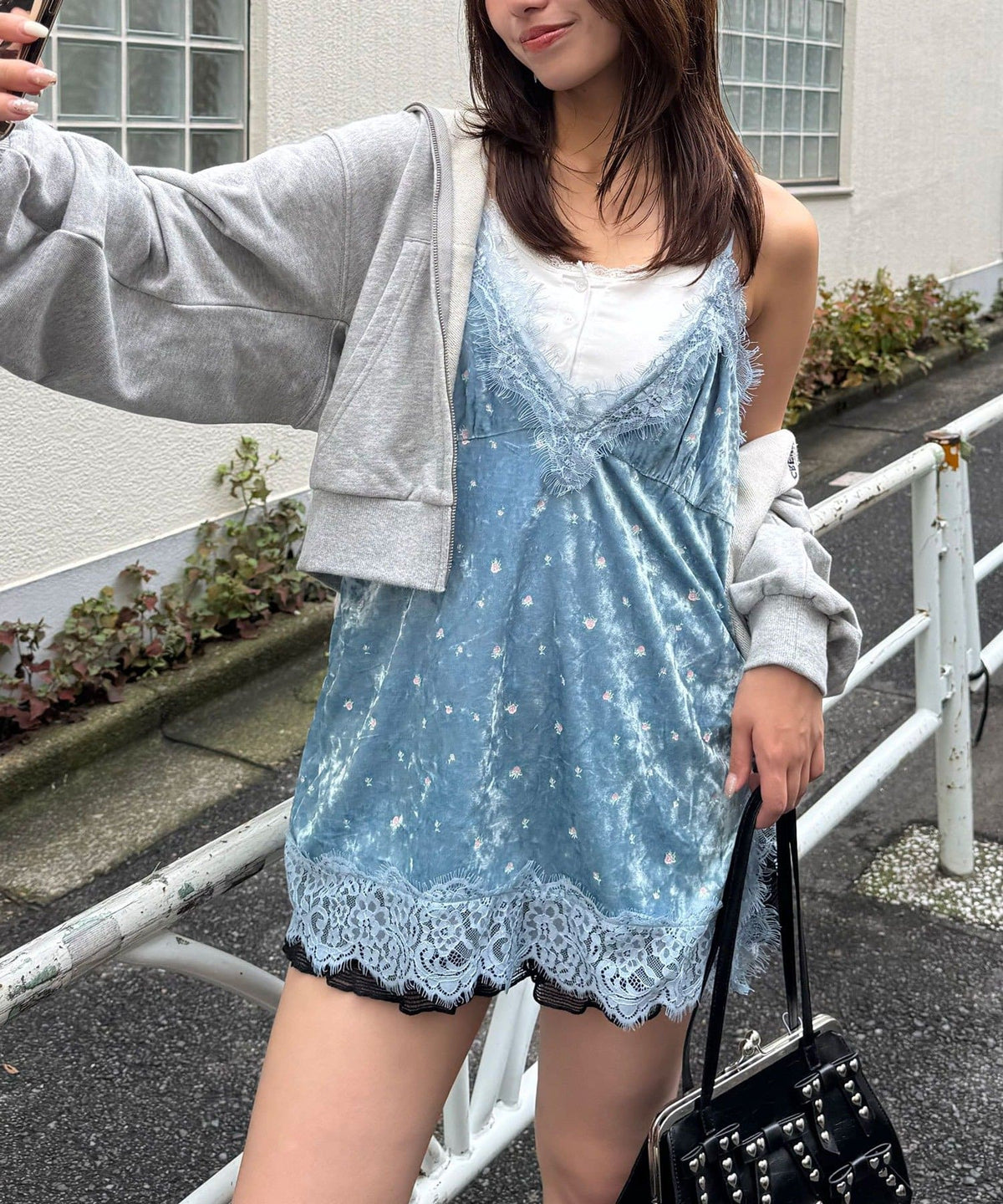 CIAOPANIC 碎花天鵝絨吊帶裙 - Image 5