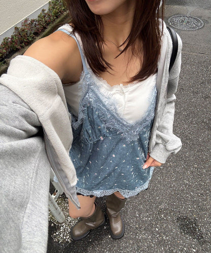 CIAOPANIC 碎花天鵝絨吊帶裙 - Image 6