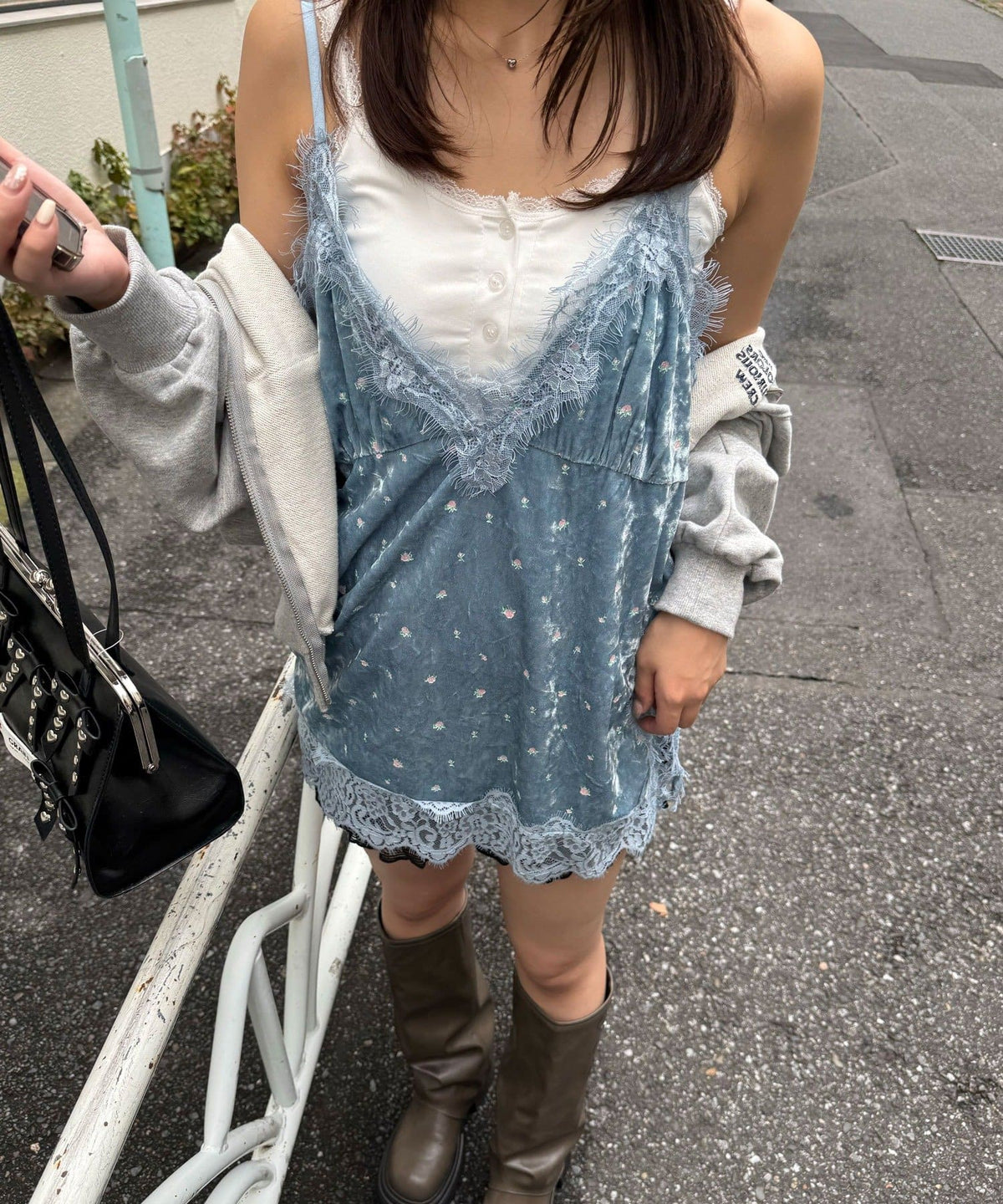 CIAOPANIC 碎花天鵝絨吊帶裙 - Image 7