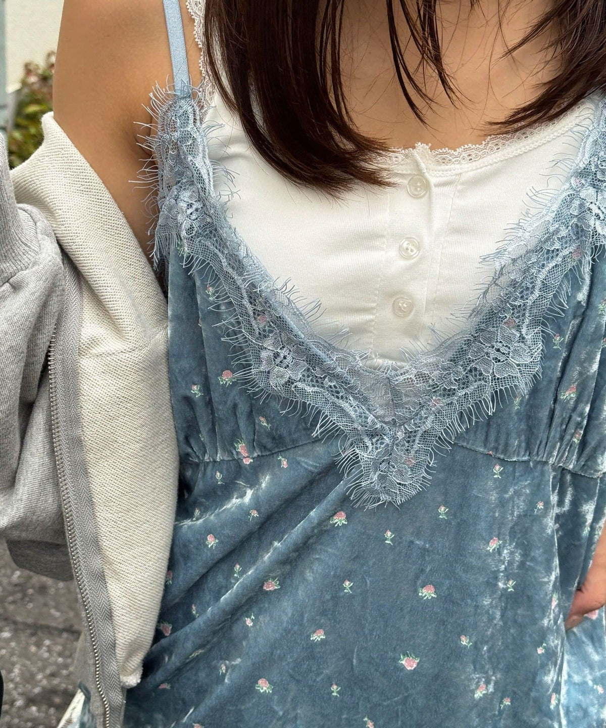 CIAOPANIC 碎花天鵝絨吊帶裙 - Image 8