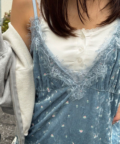CIAOPANIC 碎花天鵝絨吊帶裙 - Image 8