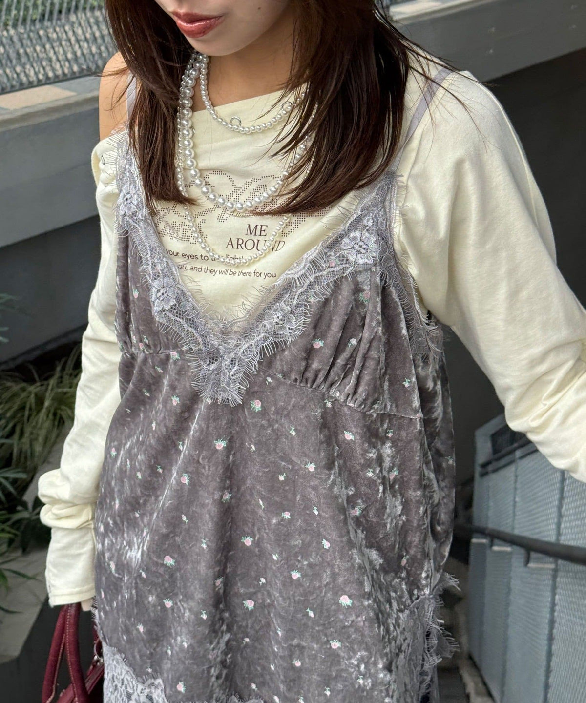 CIAOPANIC 碎花天鵝絨吊帶裙 - Image 3