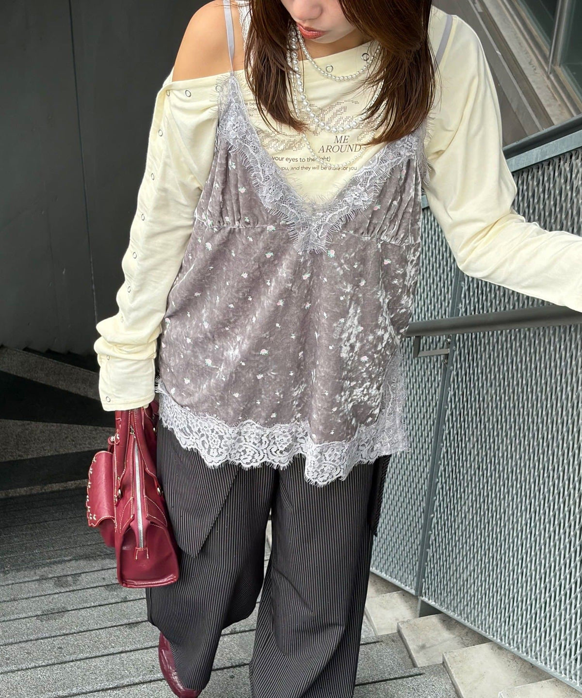 CIAOPANIC 碎花天鵝絨吊帶裙 - Image 15