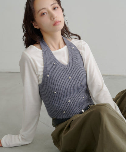 [2P Set] Kastane Halter knit + Top - Image 1