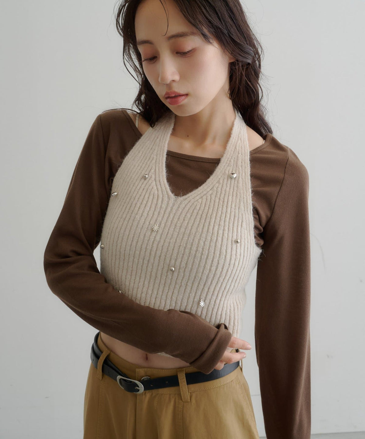 [2P Set] Kastane Halter knit + Top - Image 2