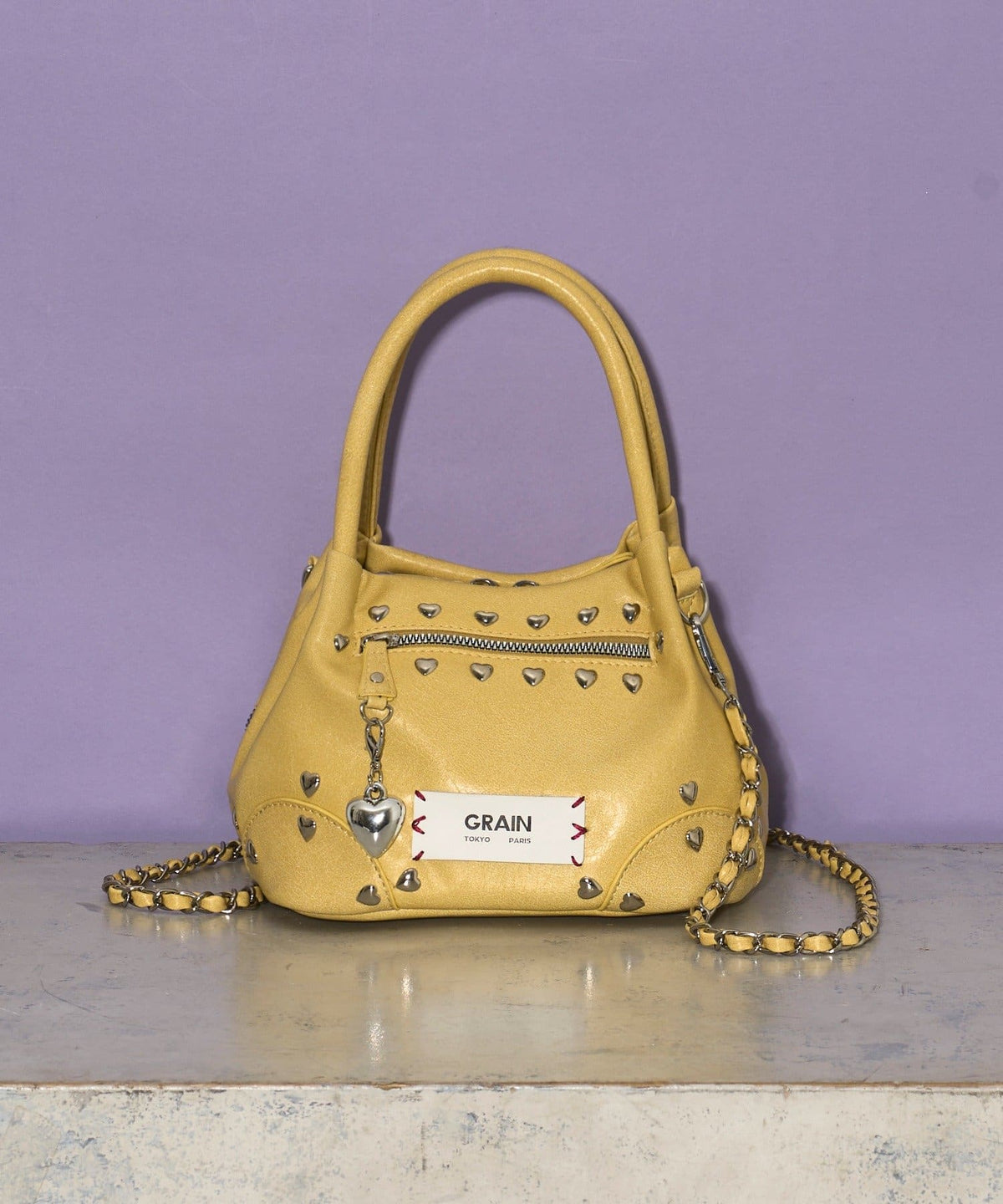 [CIAOPANIC] GRAIN 2-Way Heart Studded Bag - Image 1