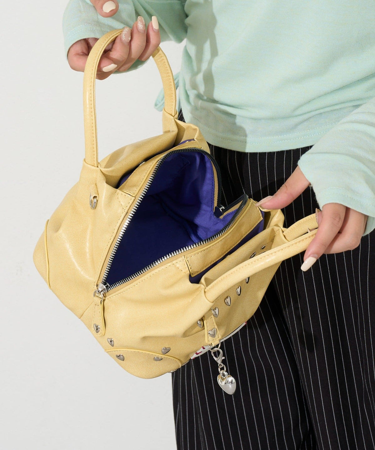 [CIAOPANIC] GRAIN 2-Way Heart Studded Bag - Image 7