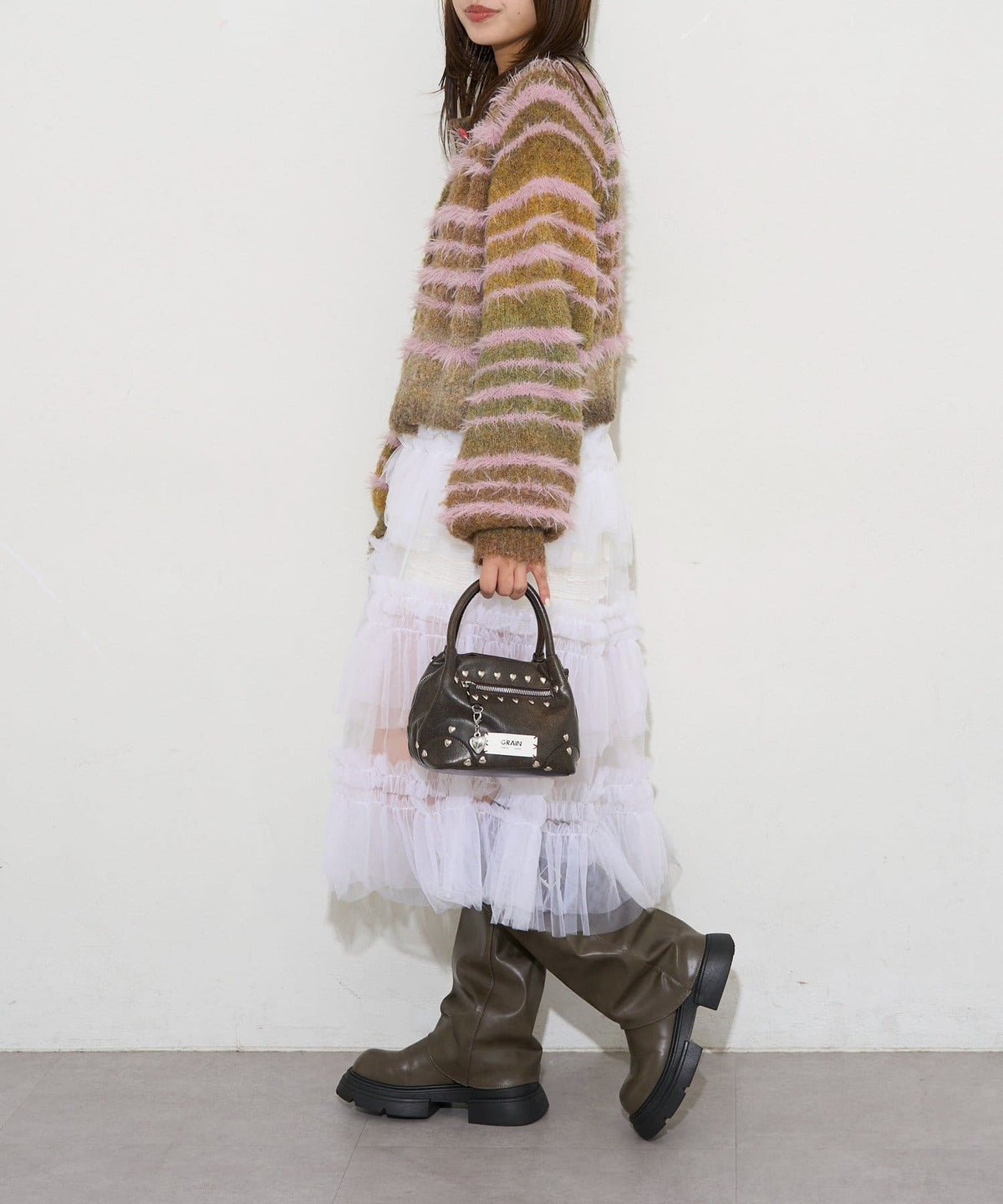 [CIAOPANIC] GRAIN 2-Way Heart Studded Bag - Image 27