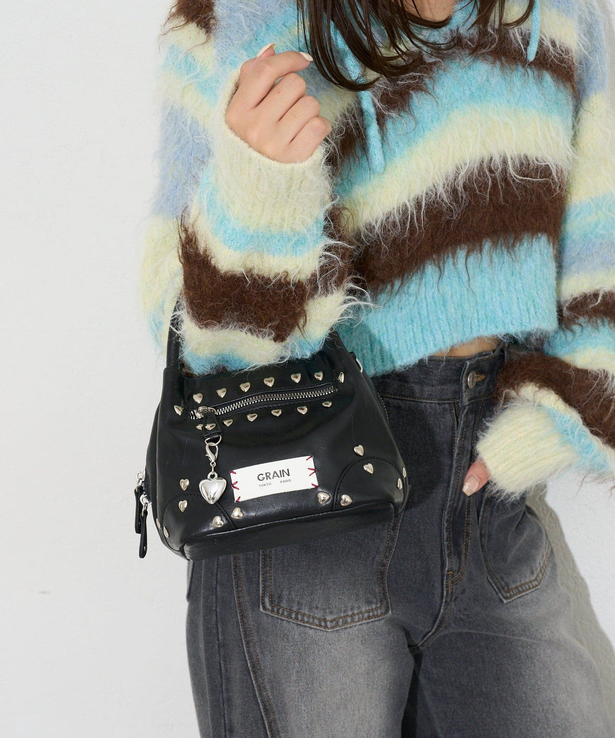 [CIAOPANIC] GRAIN 2-Way Heart Studded Bag - Image 31
