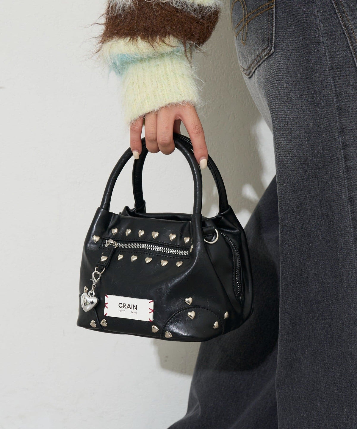 [CIAOPANIC] GRAIN 2-Way Heart Studded Bag - Image 32
