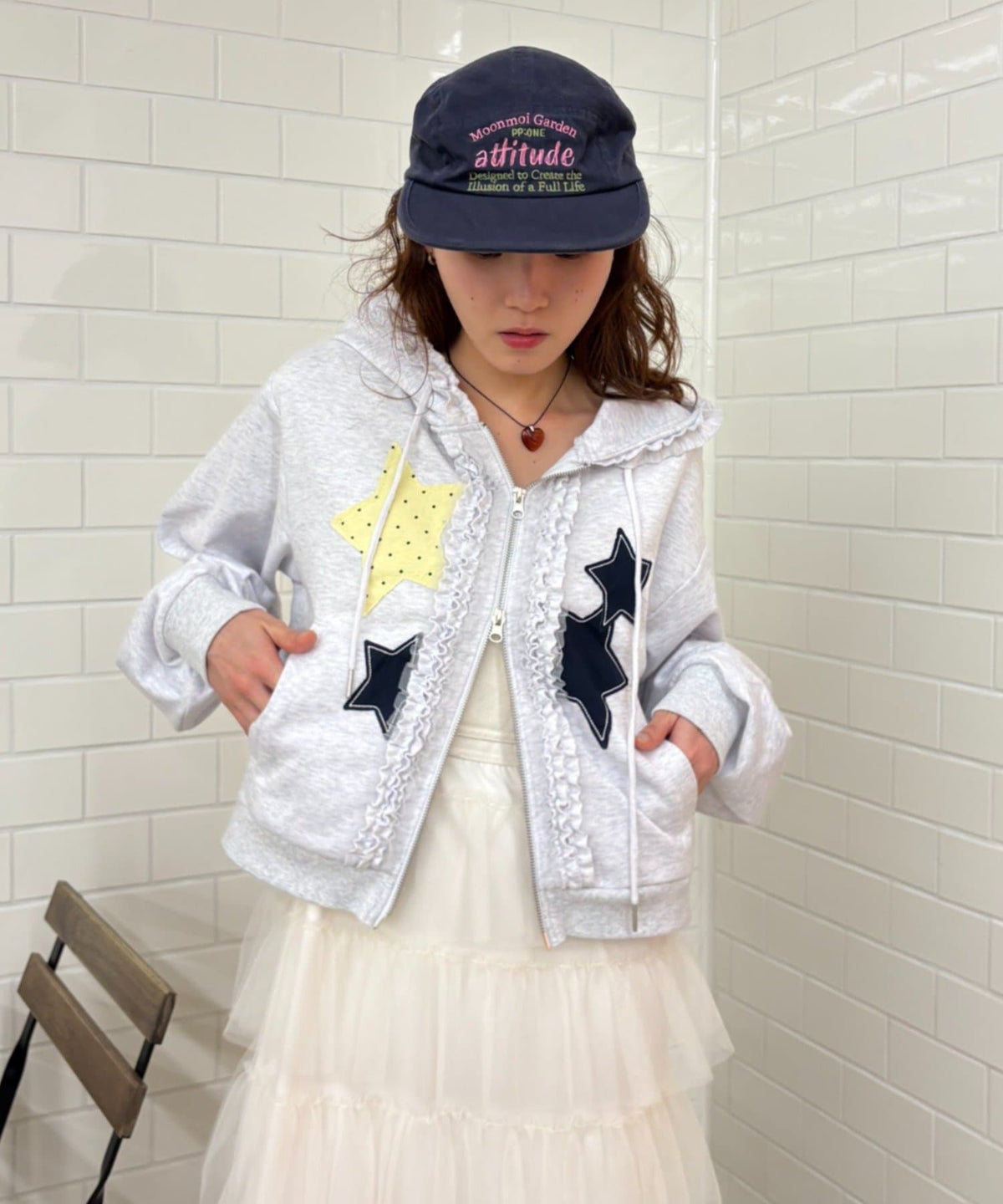 [短version] w closet Star pattern patchwork hoodie - Image 5