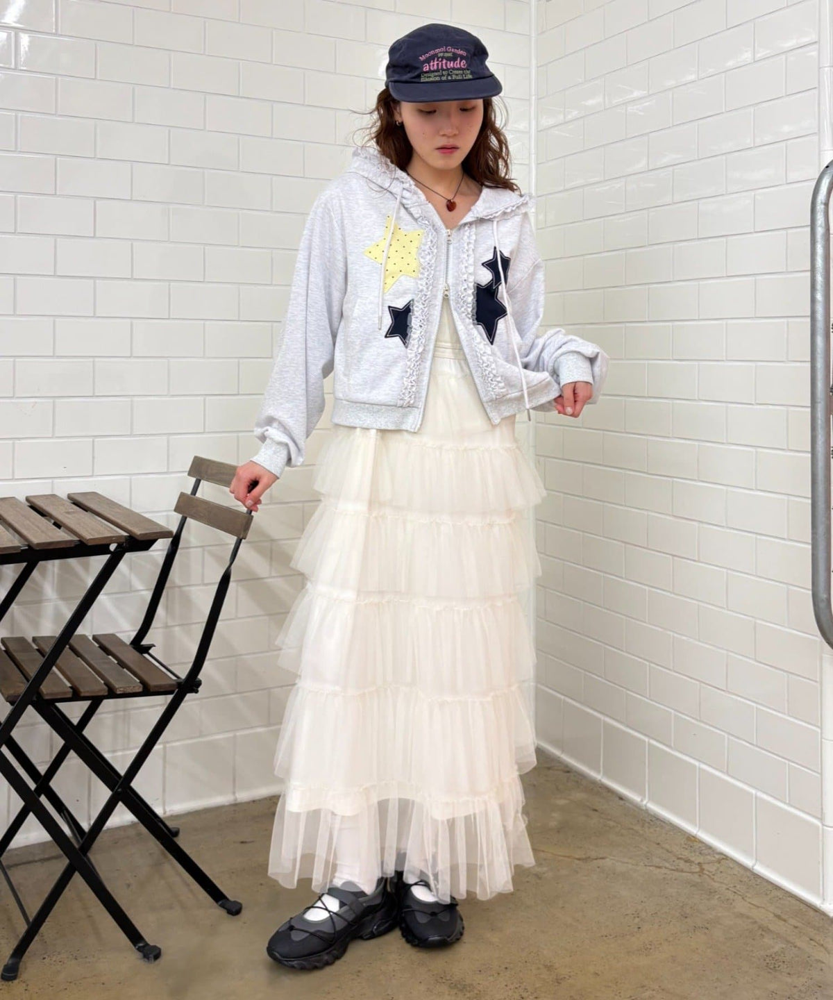 [短version] w closet Star pattern patchwork hoodie - Image 8