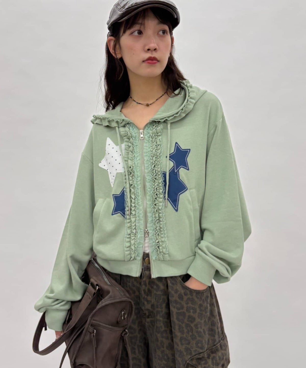 [短version] w closet Star pattern patchwork hoodie - Image 11