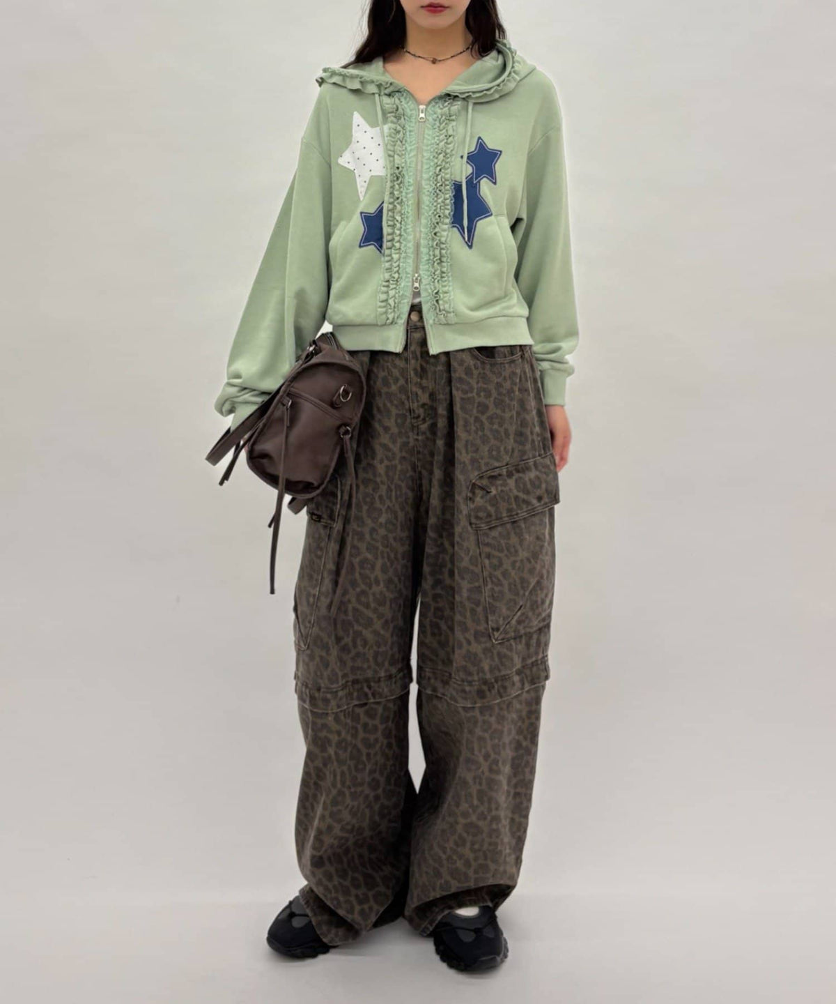 [短version] w closet Star pattern patchwork hoodie - Image 14