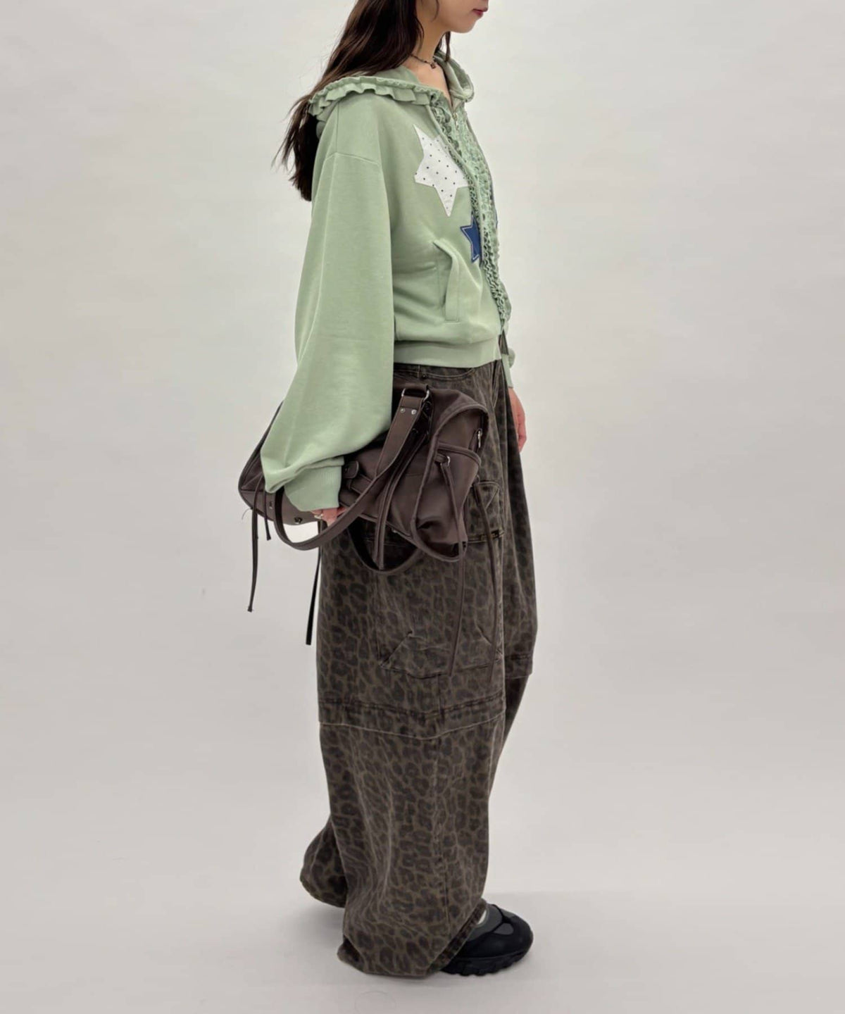 [短version] w closet Star pattern patchwork hoodie - Image 15