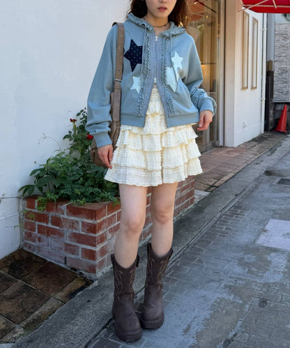 [短version] w closet Star pattern patchwork hoodie - Image 20