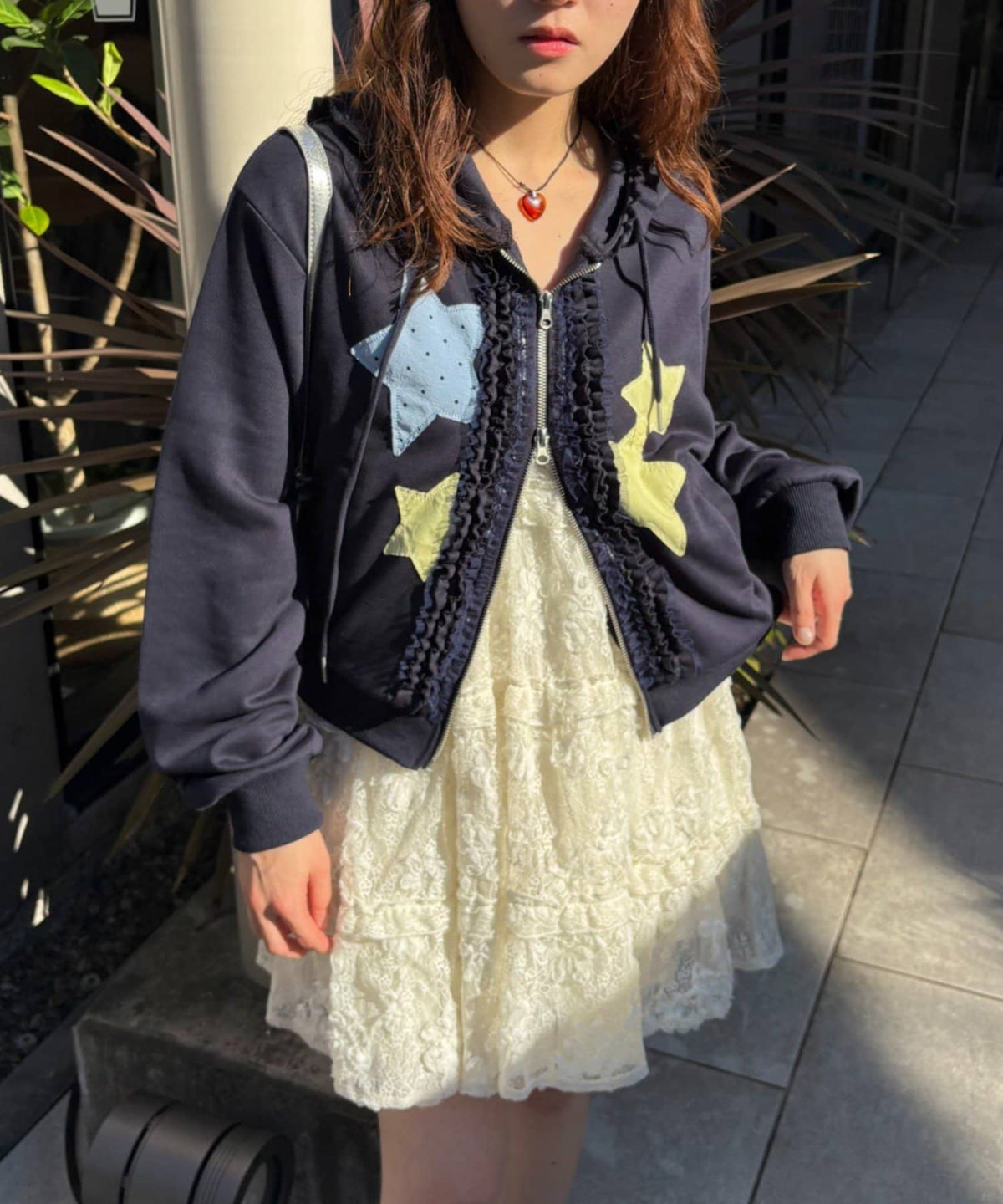 [短version] w closet Star pattern patchwork hoodie - Image 4