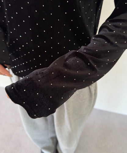 Thevon 水鑽絨面 V領Top with choker - Image 23