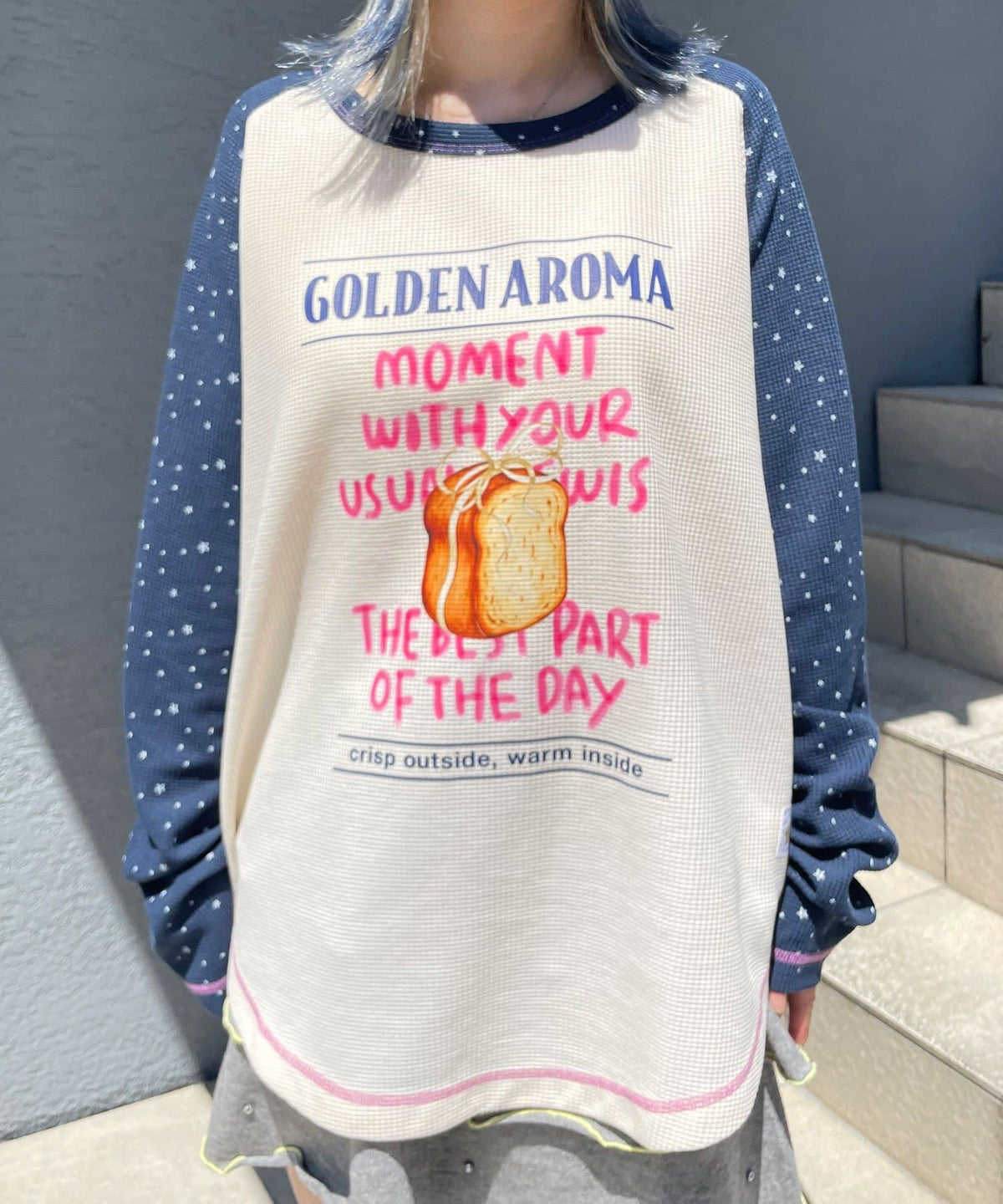 HELLO.SANFRANCISCO Bread print waffle tee - Image 24