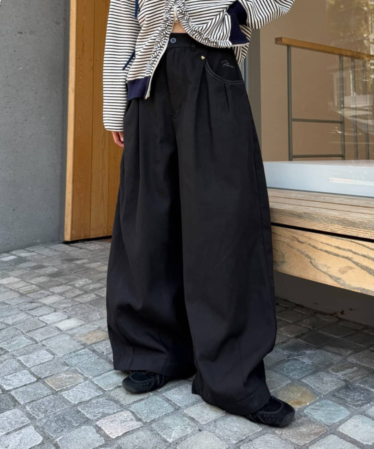 w closet barrel denim pants with 刺繡 - Image 5