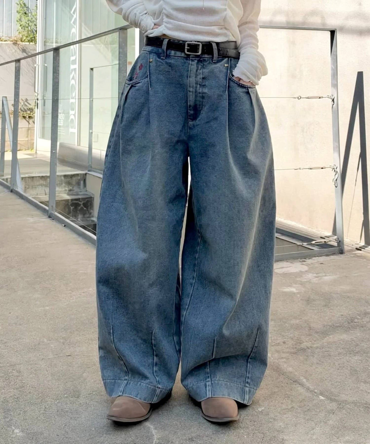 w closet barrel denim pants with 刺繡 - Image 31