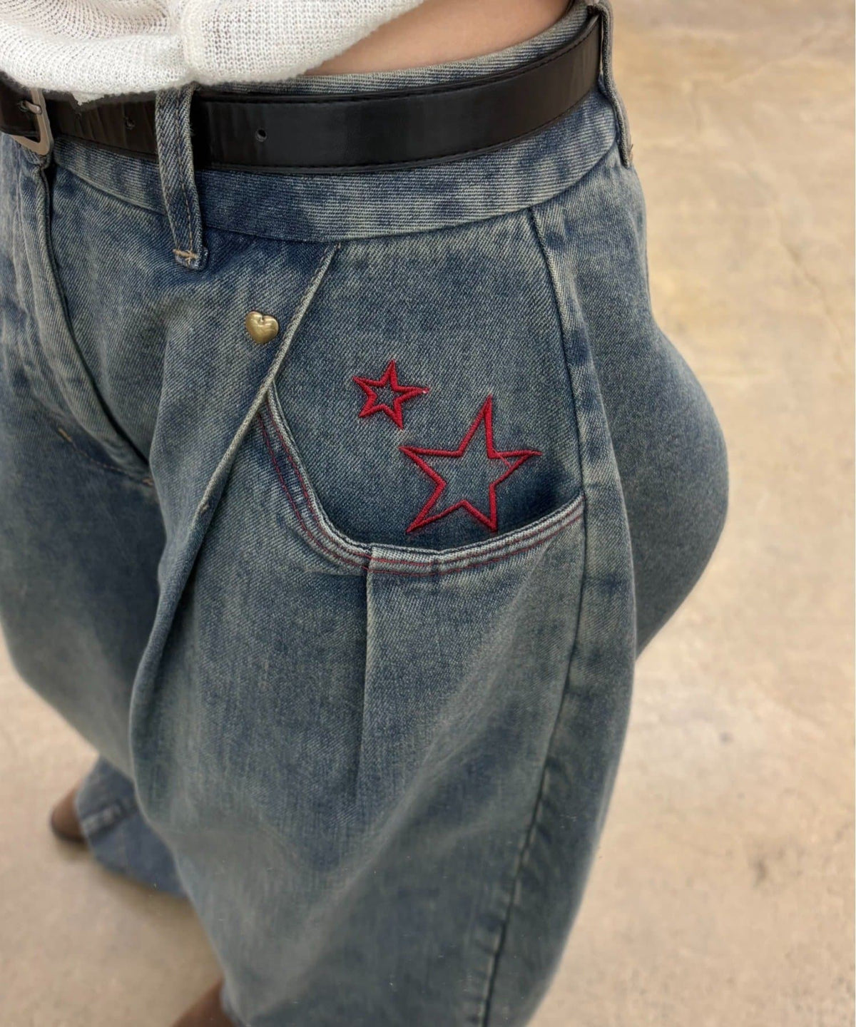 w closet barrel denim pants with 刺繡 - Image 35